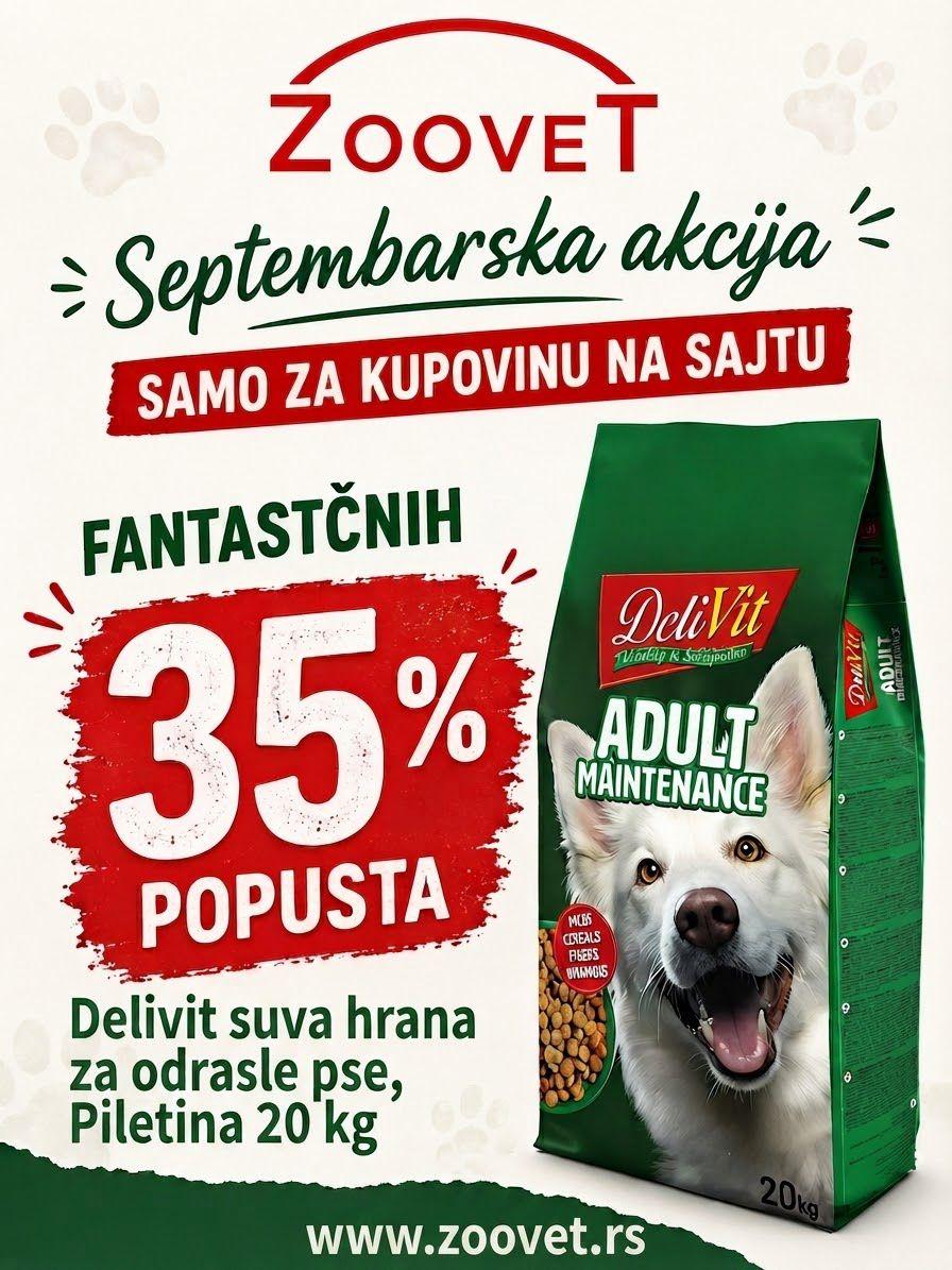 Delivit suva hrana za odrasle pse, Piletina,20 kg