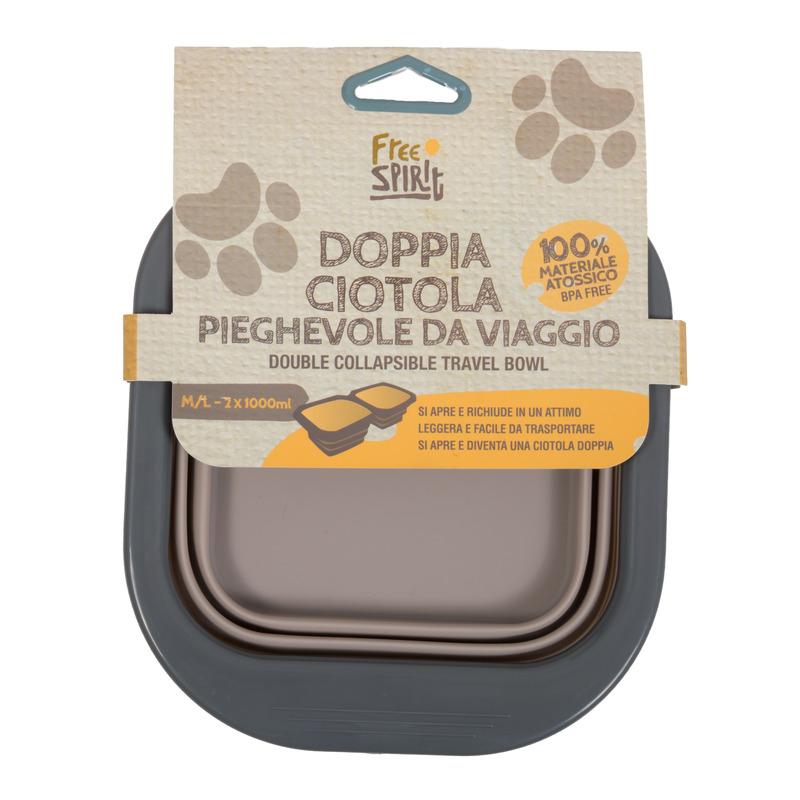 Free Spirit Silikonska posuda za pse M/L, Dupla, 2x1000ml, C-PLA184